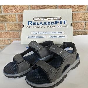 Skechers Garver-LOUDEN Relax Fit Black Sandals Mens 10